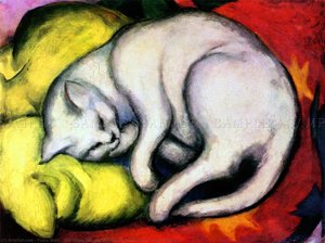The White Cat (also Known As Tom Cat On Yellow Pillow) — Franz Marc, Expressionism