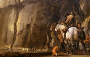 Horsemen In A Ravine — Abraham Pietersz Van Calraet
