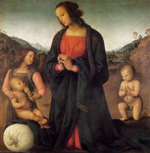 Madonna, An Angel And Little St John Adoring The Child (madonna Del Sacco) — Vannucci Pietro (le Perugin)