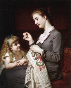 The Embroidery Lesson — Hugues Merle