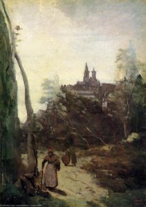 Semur - The Path From The Church — Jean-baptiste-camille Corot