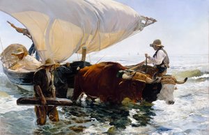 Der Rückzug Vom Fischfang; Das Ziehen Des Bootes — Joaquín Sorolla Y Bastida, Impressionist Style