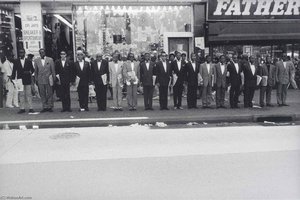Untitled Nyc (125th Street) (group Of Men On Curb, Wearing Suits.), From The Series Hats And Hat Nots — Jules Allen