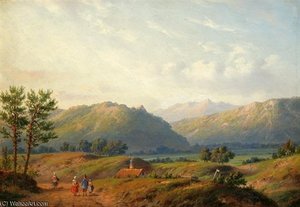 Romantic Mountain Landscape — Carl Eduard Ahrendts