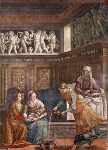 1.leftt Wall - Birth Of Mary (detail) — Domenico Ghirlandaio
