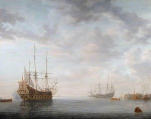 Dutch Men Of War At Anchor — Simon Jacobsz De Vlieger