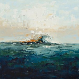 Ephemeral Majesty: Where Azure Heavens Meet The Tempestuous Edge Of Being — Christian Noiret, Contemporary Abstract Painting