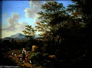 Landscape With Peasants And Goats — Willem De Heusch