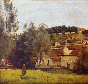The Evaux Mill At Chiery, Near Chateau Thierry — Jean-baptiste-camille Corot, Romantic Landscape Painting