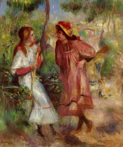 Two Girls In The Garden At Montmartre — Pierre-auguste Renoir, Impressionism