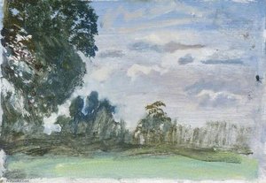 A Landscape, Study With Trees — Sir Alfred James Munnings, Impressionism