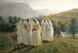 Young Women Going To A Procession — Jules Adolphe Aimé Louis Breton