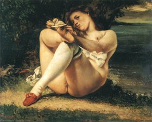 Mujer Con Calcetines Blancos — Gustave Courbet, Realismo