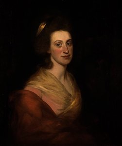 Portrait Of A Lady, Bust-length, In A Pink Dress And Red Wrap — George Romney