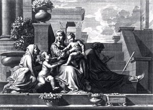 Holy Family On The Steps — Claudine Bouzonnet-stella, Baroque