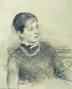 Portrait Of A Young Wife, Sitting On The Couch — Ilya Yefimovich Repin