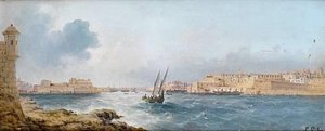 View Of Valletta And Fort Saint Angelo From The Entrance To The Grand Harbour — Luigi Maria Galea
