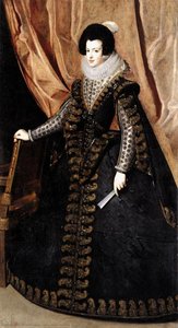 Queen Isabel, Standing — Diego Velázquez, Baroque Painting
