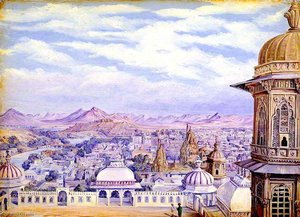 Desde El Palacio, Oodipore. Enero De 1879 — Marianne North, Mughal Miniature Painting