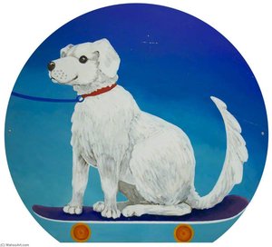 Dog On A Skateboard Being Towed — Meg Surrey