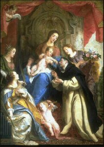 La Sainte Vierge Offrant Le Rosaire À Saint Dominique En Présence De Différents Autres Saints — Crayer Caspar De