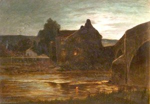 House by a River and a Bridge by Night