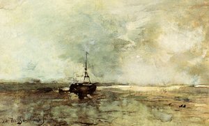 A Bomschuit On The Beach — Johan Hendrik Weissenbruch
