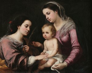 The Mystic Marriage Of St. Catherine — Bartolomé Esteban Murillo, Baroque Painting