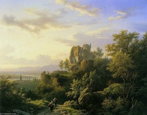Rijn Landscape Sun — Hendrik Barend Koekkoek