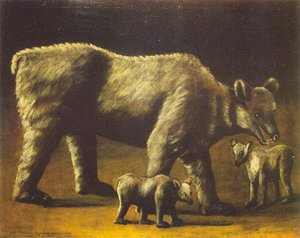 The White Bear With Cubs — Niko Pirosmani