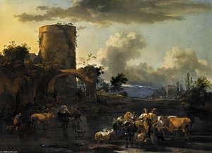 Evening Landscape — Nicolaes Pietersz Berchem