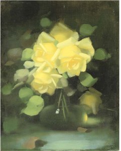 Yellow Roses In A Flask Bottle — James Stuart Park