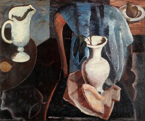 Still Life With Red Chair — Sir William George Gillies, Cubist Still Life