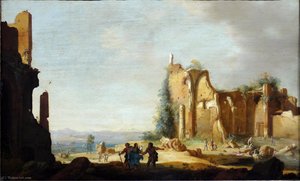 Landscape With Classical Ruins And Christ With His Disciples On The Road To Emmaus. — Bartholomeus Breenbergh