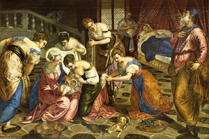 The Birth Of John The Baptist — Jacopo Tintoretto, Baroque Drama Light