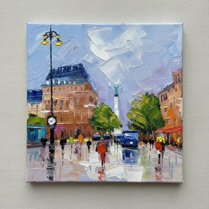 Ephemeral Reflections in Ochre and Azure: A Meditative Urban Impressionist Masterpiece