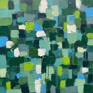 Verdant Tessellations In Emerald And Slate: A Meditative One Of One Masterpiece — Christian Noiret