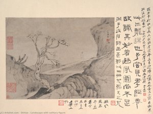 Landscape With Solitary Figure — Shitao