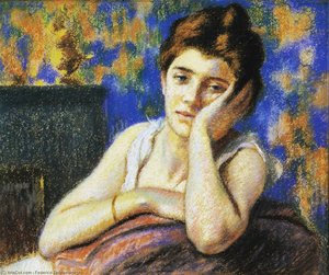 Woman Leaning On A Chair — Federico Zandomeneghi