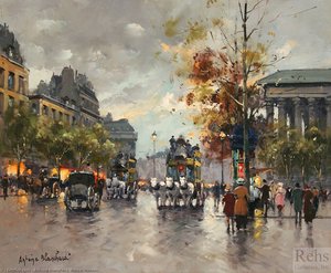 Omnibus On The Place De La Madeleine — Antoine Blanchard (marcel Masson), Impressionism