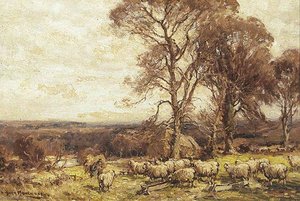 A Flock Of Sheep And Trees — Owen Bowen