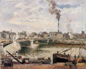 The Great Bridge, Rouen (also Known As The Pont Boieldieu, Rouen) — Camille Pissarro, Impressionism