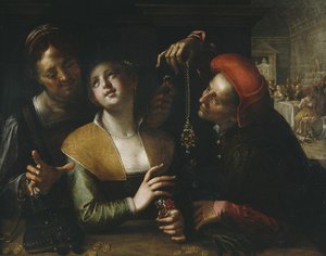 Procuress, Young Woman And A Man In An Interior — Ганс Фон Аахен