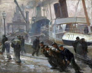Liverpool, Haleurs À L’aube (liverpool: Haulers At Dawn), 1903 — Victor François Tardieu, Contemporary Realism