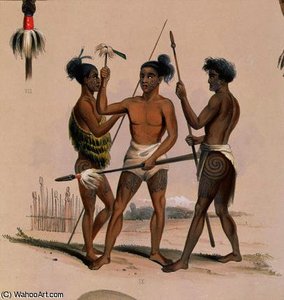 Maori Warriors Preparing For Battle — George French Angas