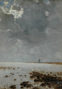 Approaching Storm Over A Lake Oil On Panel — Bela Spanyi
