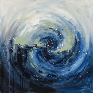 Celestial Vortex In Midnight Blue: A Singular Study Of Kinetic Cosmic Motion — Christian Noiret