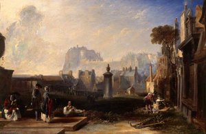Old Edinburgh, Showing The Castle From Greyfriars Churchyard — David Octavius Hill
