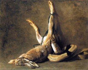 Hare With Game Bag And Powder Flask — Jean-baptiste-siméon Chardin, Rococo