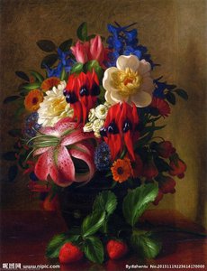 Still Life with Flowers and Strawberries